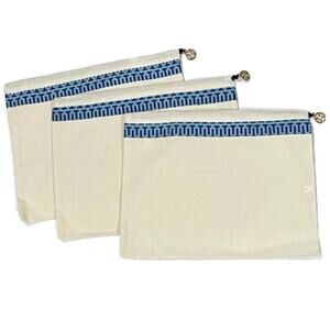 NEW 3 Tory Burch Canvas Drawstring Dust Bag Storage Travel Gold Logo Charm Pull